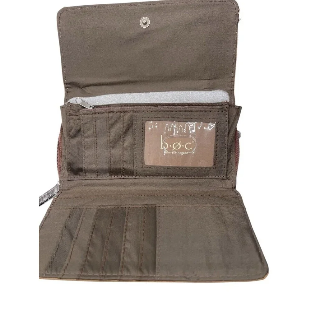 BOC Wallet Womens Weave‎ Faux Leather Tan Brown